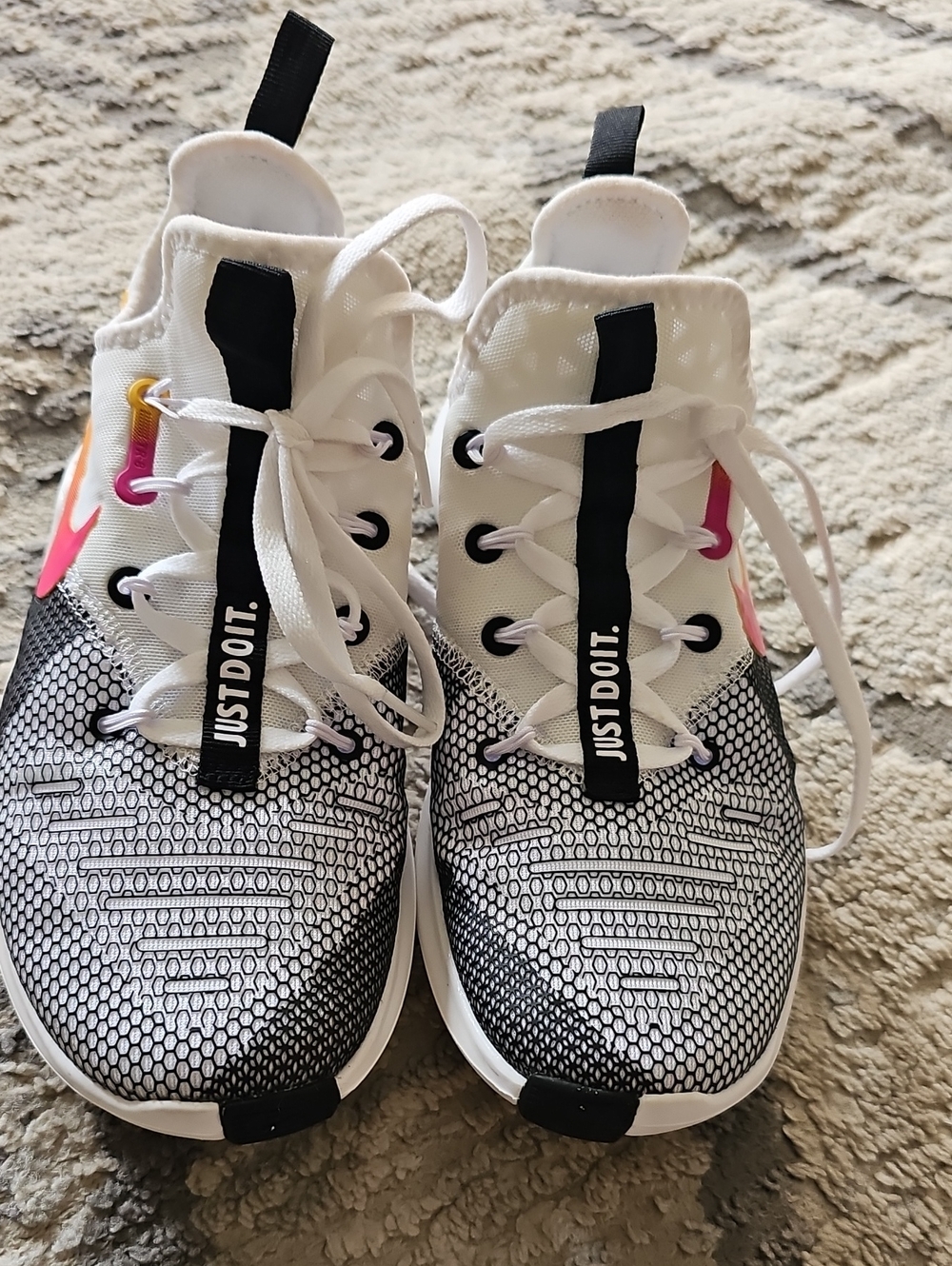 Nike Kids Black, White & Pink Accent Mesh Sneakers